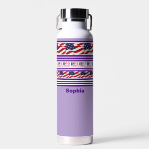 Personalized (USA) United States Patriotic Flag Wa Water Bottle