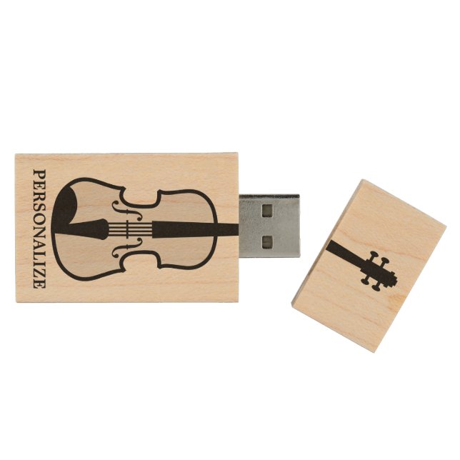 Personalized USB pen drive with violin logo (Opened)