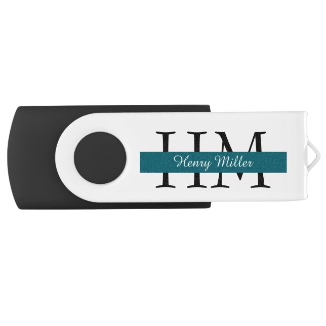 Personalized USB Swivel Flash Drive with Monogram (Front)