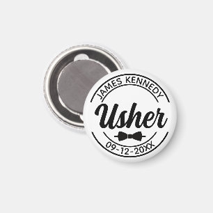 Personalized Usher with Custom Name & Wedding Date Magnet