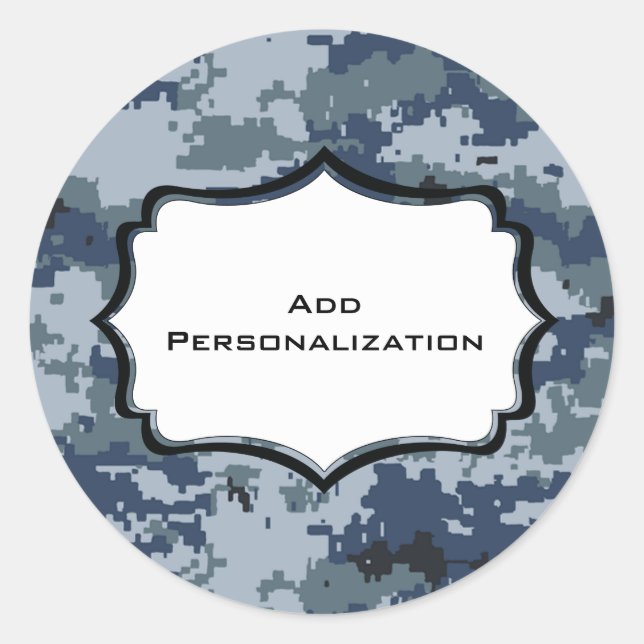 Personalized USN Navy Personal Property Classic Round Sticker (Front)