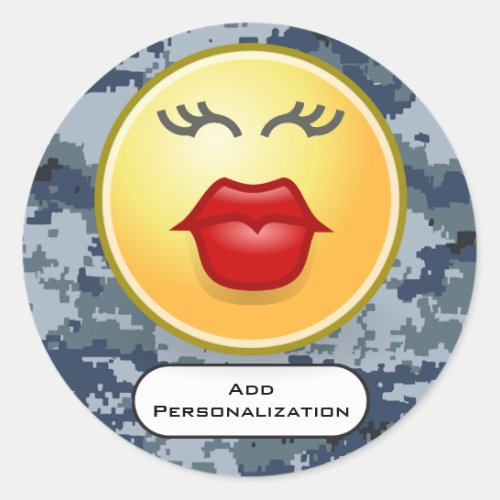 Personalized USN Navy Sealed with a Kiss Classic Round Sticker