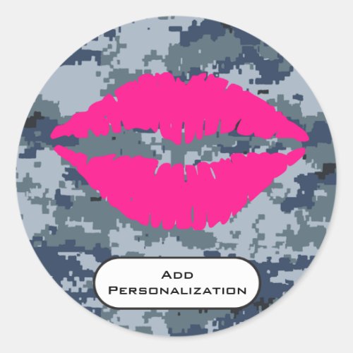 Personalized USN Navy Sealed with a Kiss Classic Round Sticker