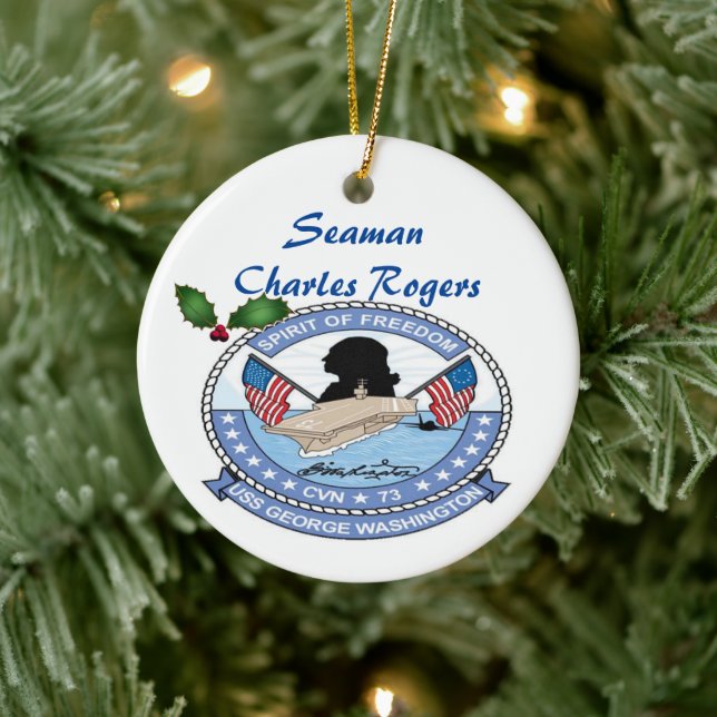 Personalized USS George Washington CVN 73 Ceramic Ornament (Tree)
