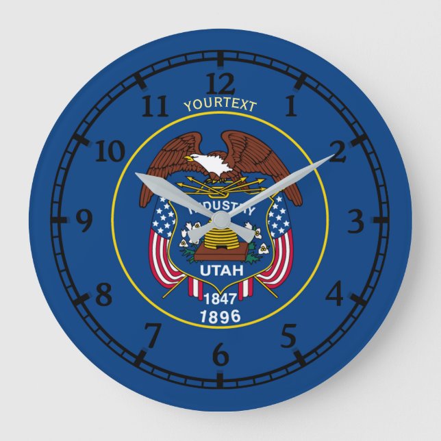 Personalized Utah State Flag Design on a Large Clock (Front)