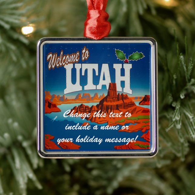 Personalized Utah UT Metal Ornament (Tree)