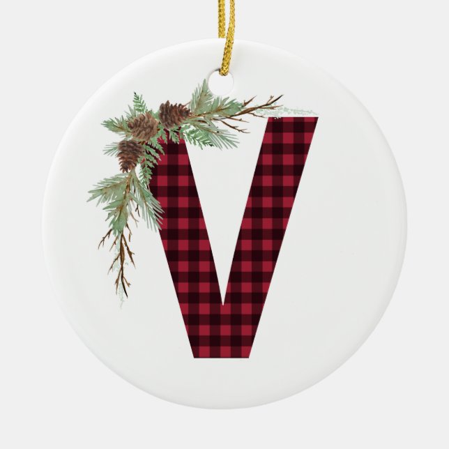 Personalized V Monogram Ornament (Front)