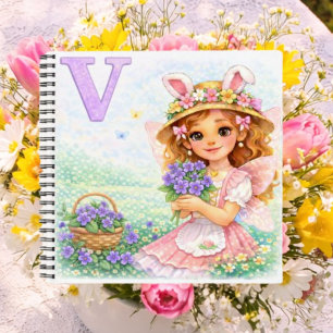 Personalized V Violet Gift for Girls Notebook