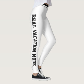 Personalized Vacation Classic Powder White Black Leggings