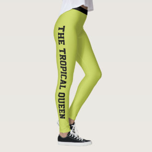 Personalized Vacation Classy Lime Green Black Leggings