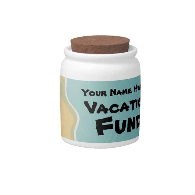 Personalized Vacation Fund Money Saving Bank Jar (Front)