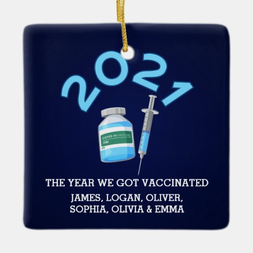 Personalized Vaccine in 2021 with Names of Family Ceramic Ornament