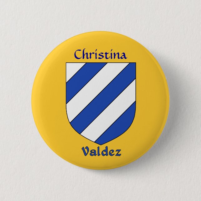 Personalized Valdez Historical Shield Button (Front)
