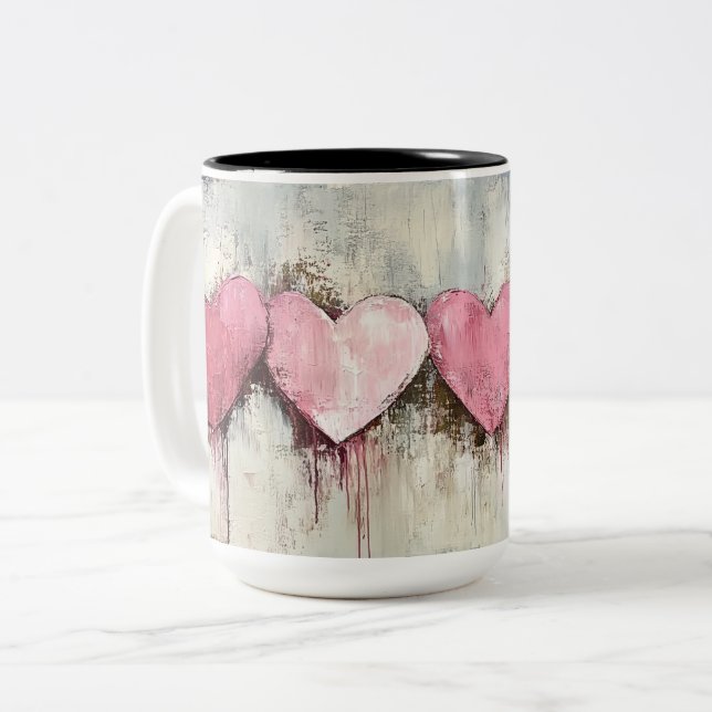 Personalized Valentine Coffee Mug, Custom Valentin Two-Tone Coffee Mug (Front Left)