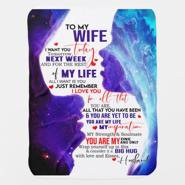 Personalized Valentine Gift For Wife From Husband Baby Blanket (Front)