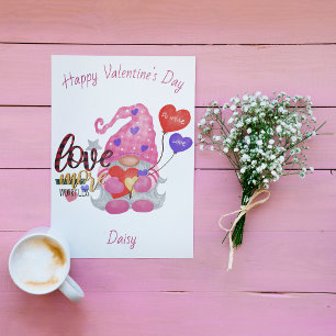 Personalized Valentine Gnome Card