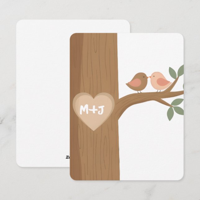 Personalized Valentine Love Birds Couple Art Holiday Card (Front/Back)