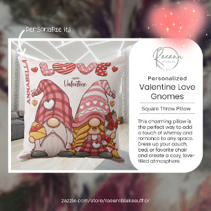 Personalized Valentine Love Gnomes Throw Pillow