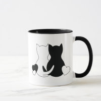 Personalized Valentine Mug, Cat Kittens Heart Mug