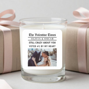 Personalized Valentine Newspaper Photo Square Sticker