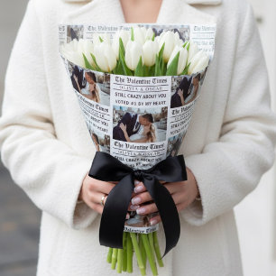 Personalized Valentine Newspaper Photo Wrapping Paper