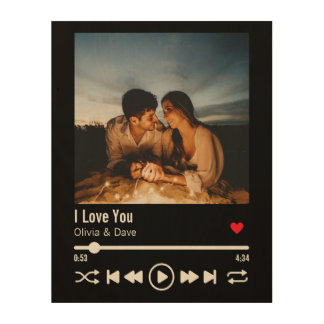 Personalized Valentine Photo Couple Playlist Wood Wall Art