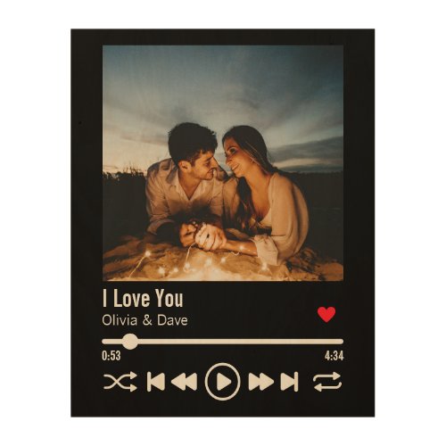 Personalized Valentine Photo Couple Playlist Wood Wall Art