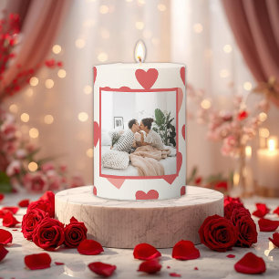 Personalized Valentine Photo Heart Pillar Candle