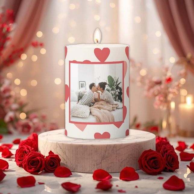 Personalized Valentine Photo Heart Pillar Candle (Creator Uploaded)