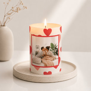 Personalized Valentine Photo Heart Pillar Candle