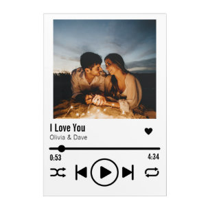Personalized Valentine Photo Song Playlist Acrylic Print