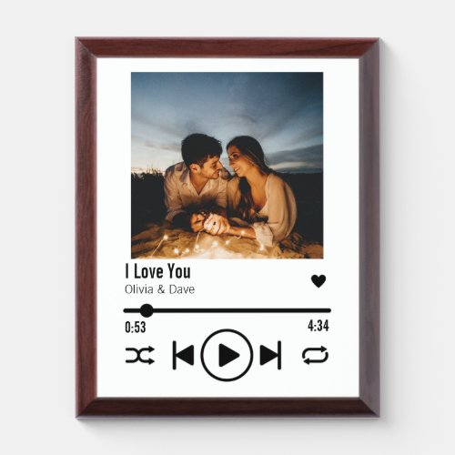 Personalized Valentine Photo Song Playlist Award Plaque