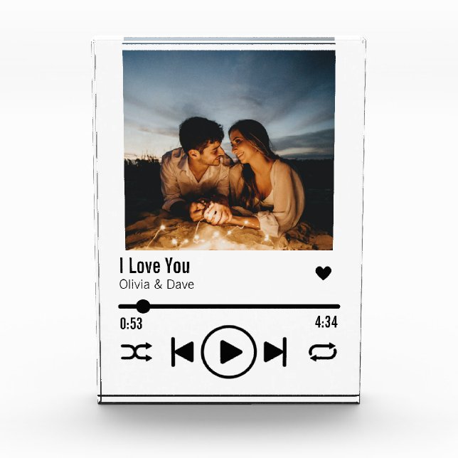 Personalized Valentine Photo Song Playlist Block (Front)