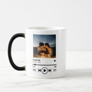 Personalized Valentine Photo Song Playlist Color Morph Mug