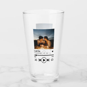 Personalized Valentine Photo Song Playlist Glass