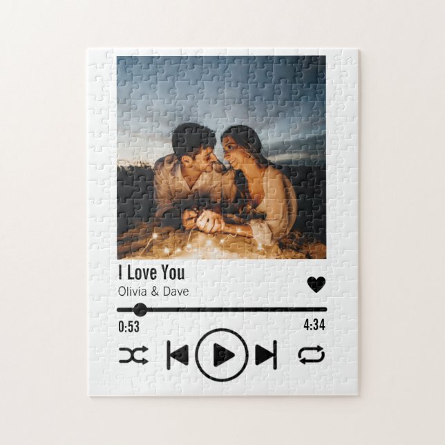 Personalized Valentine Photo Song Playlist Jigsaw Puzzle (Vertical)