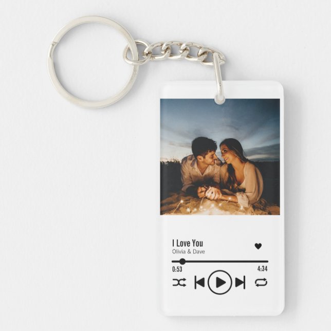 Personalized Valentine Photo Song Playlist Keychain (Front)