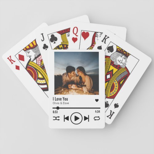 Personalized Valentine Photo Song Playlist Playing Cards