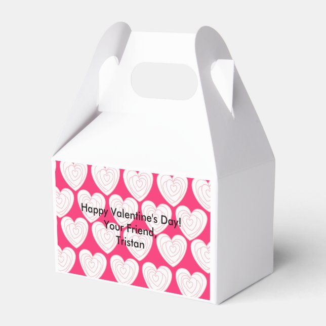 Personalized Valentine Pink Heart Treat Box (Front Side)