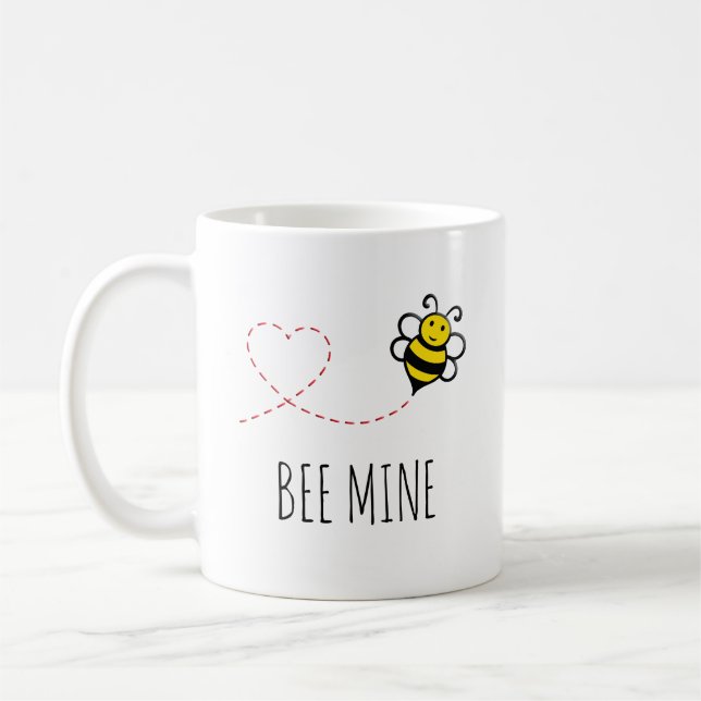 Personalized Valentine Quote - Bee Mine Cartoon Coffee Mug (Left)