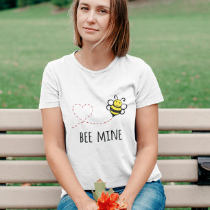 Personalized Valentine Quote - Bee Mine Cartoon T- T-Shirt