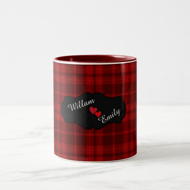 Personalized Valentine Red Heart  Two-Tone Coffee Mug (Center)