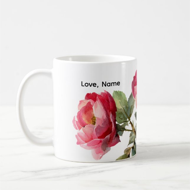 Personalized Valentine Rose Classic Mug  (Left)