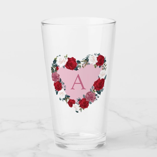 Personalized Valentine Roses Glass (Front)
