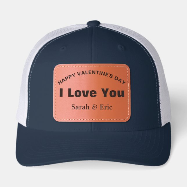 Personalized Valentine’s Day Gift Leather Patch Hat (Front)