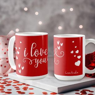 Personalized Valentine’s Day Red Heart I Love You Coffee Mug