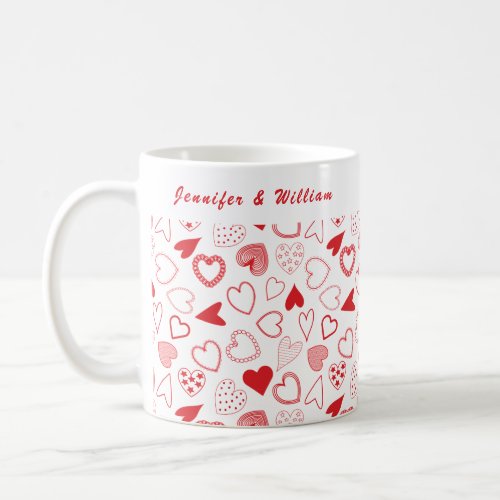 Personalized Valentines day red hearts pattern Coffee Mug