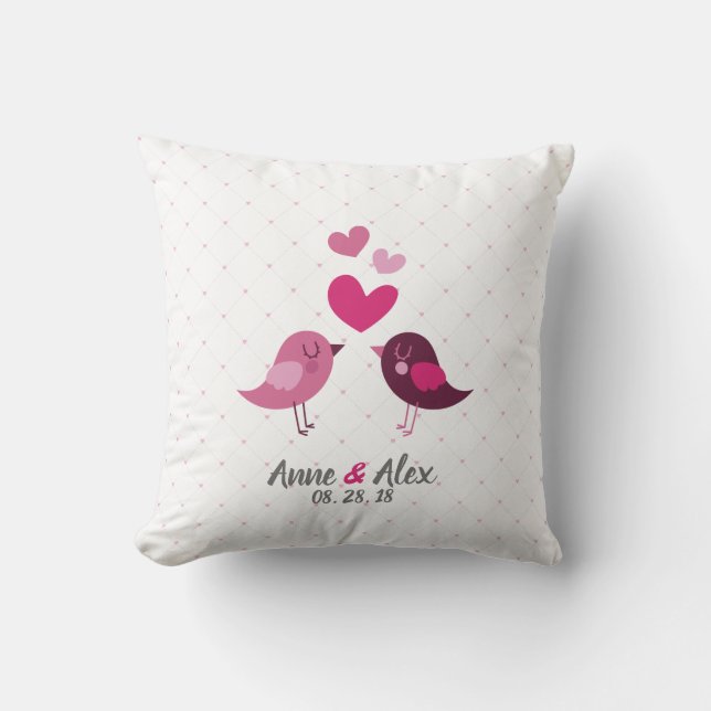 Personalized Valentine Wedding Anniversary Pillow (Front)