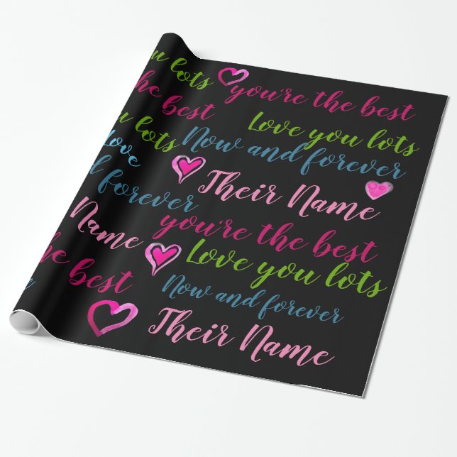 Personalized VALENTINE - Words of Love TEXT Wrapping Paper (Unrolled)