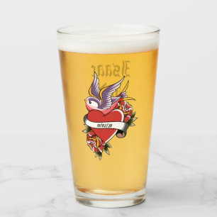 Personalized Valentine's Day Anniversary Tattoo Glass